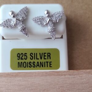 Moissanite Butterfly Earrings in Silver